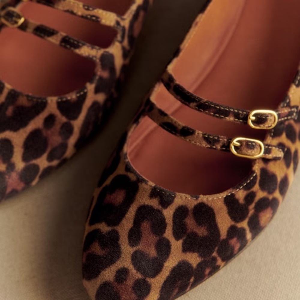 Sezane Ninon Ballerinas in Leopard, size 8